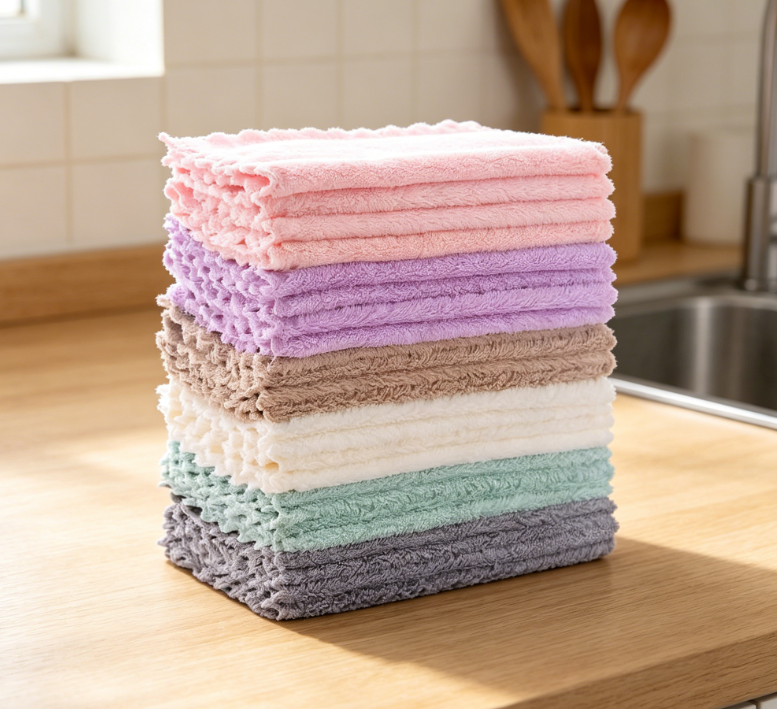 Super absorbent coral fleece kitchen cloth