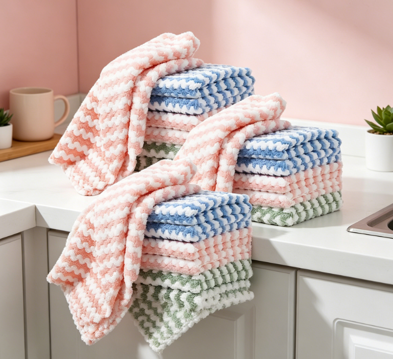 Double-sided microfiber kitchen cloth